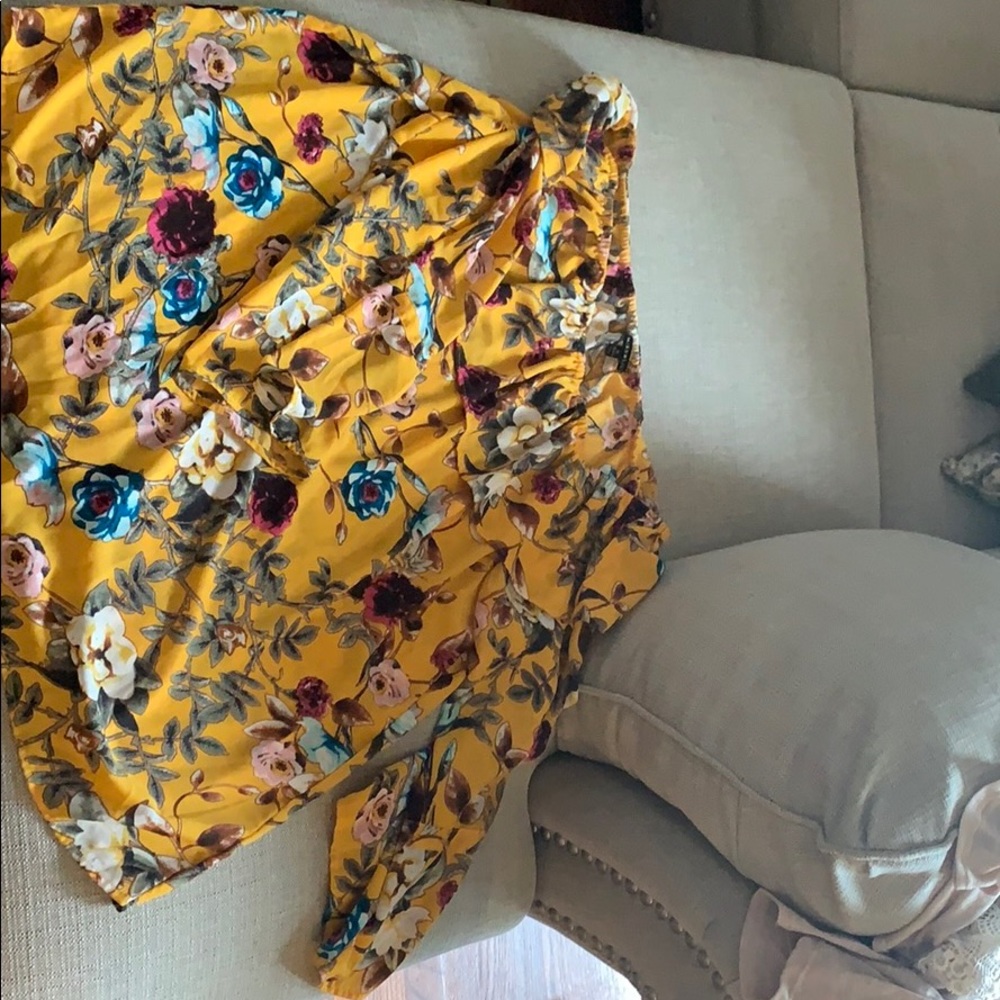 Floral and bright off the shoulder blouse